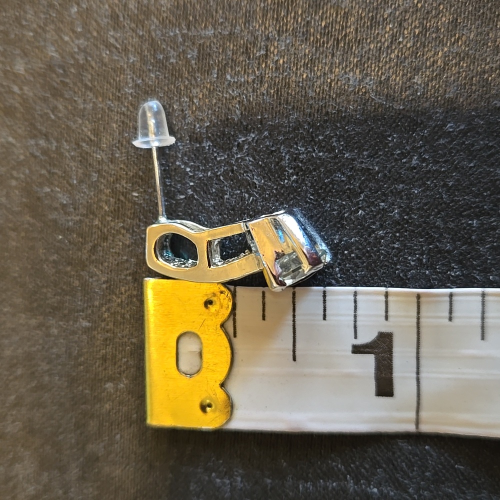 Cubic Zirconia and Silver Tone Earrings - Picture 3 of 5